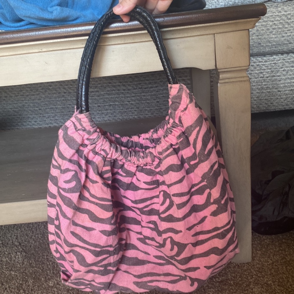 Pink tiger print slouch purse